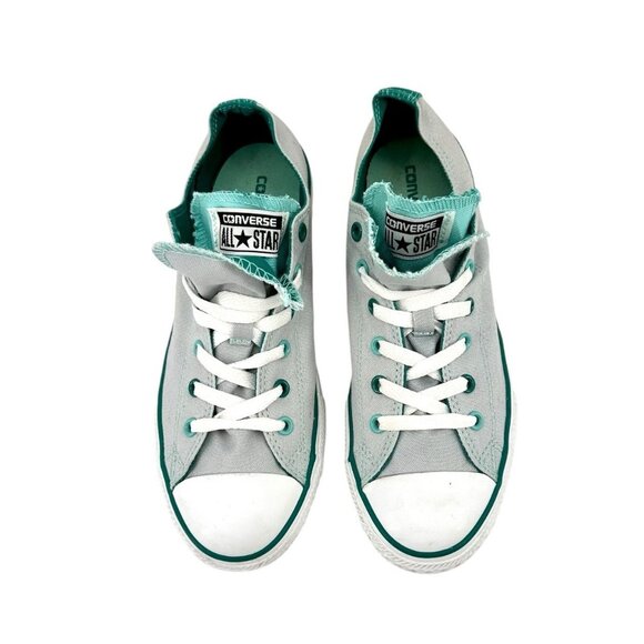 Converse Chuck Taylor Double Tongue Shoes Junior Sz 6 Sneakers Gray Teal Canvas - Picture 5 of 9
